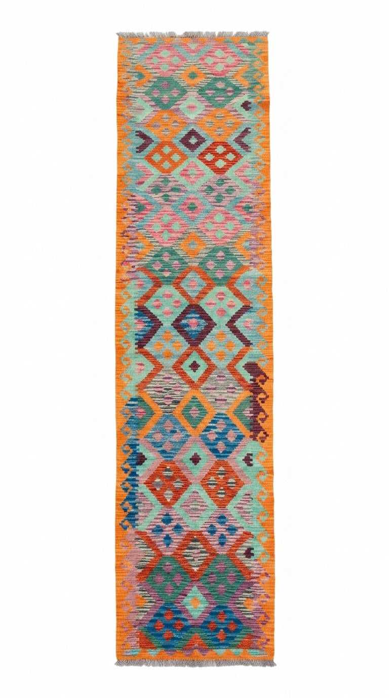Handmade Flat Weave Kilim Rug 390 cm x 84 cm